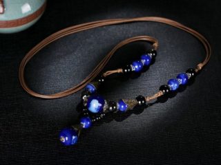Blue Ceramic Pendant Necklace